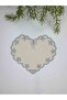 Ecru Heart Shape Silver Embroidered Cocktail Napkin 1 Piece
