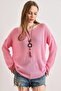 Women's Pink Boat Neck Mercerized Collared Drapey Knitwear Blouse Blz-19003209