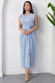 Crew Neck Buckled Waist Slit Dress GRS3718 - 7