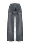 Women's Navy Blue Striped Wide Leg Elastic Waist Pants
