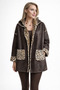 Park Moda Women's Reversible Leopard Pocketed Hooded Nubuck Coat