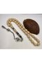 Handmade Nakkaş İmame White Dough Vertical Vessel Stick Squeeze Amber Prayer Beads - 3