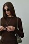 Acı Kahve Ray Corded Fabric Knitwear Blouse