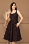 Lace Sequin Balen Detailed Midi Dress - Brown - 4