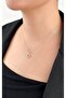 Zircon Stone Circle Wave Figured Gold Necklace - 2