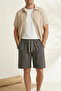 Men's Smoked 100% Cotton Linen Muslin Shorts Comfortable Fit Summer Breathable Lightweight Fabric Back Pocketed Casual - 3