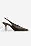 Women's Stiletto Pointed Toe Open Back Elastic Short Thin t Buckled t Heeled Shoes Agira Brown - 8