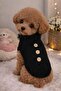 Black Knitted Dog Sweater – Small Breed Dog Clothing with Button Detail