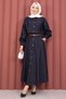 Shirt & Skirted Hijab Tensel Set Navy Blue - 3