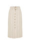 Women's Ecru Belt Detailed Striped Midi Skirt - 6