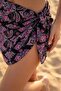 Women's Purple Patterned Tie-Detail Pareo Beach Skirt Slit Lightweight Fabric Summer Pareo - 7