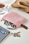 Soft Fabric Leather Label Luxury Wallet Phone Credit Card Keychain Coin
