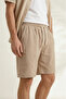 Men's Beige 100% Cotton Linen Muslin Shorts Comfortable Fit Summer Breathable Lightweight Fabric Back Pocketed Casual - 5