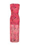 Women's Pink Printed Sleeveless Slim Fit Midi Dress