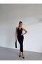 Women's Black Halter Neck Accessory Dress Side Slit Midi Length Sandy Dress Hzl26S-Fry123841 - 6