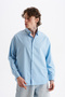 Poplin Fabric, Comfortable Fit, Drop Shoulder, Men's Plain Shirt