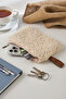 Soft Fabric Leather Label Luxury Wallet Phone Credit Card Keychain Coin