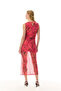 Women's Pink Printed Sleeveless Slim Fit Midi Dress - 2