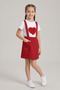 Girls' Red Heart T-Shirt Red Salopet Set April 23Rd Show Outfit - 2