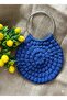 Handmade Popcorn Knitting Bag Stylish Design with Clutch Bag Metal Rings and Chain - 2