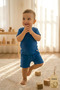 Summer Baby/Child Set - Summer Cotton Suprem Combed Cotton Unisex Baby Kids Blue Top and Bottom Set - 4
