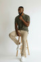 Men's Modern Fit Shirt Collar Tek Pocketed D Patterned Green T-Shirt 5060Y - 3