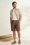 Men's 2-Pack Black-Brown 100% Cotton Linen Muslin Shorts Comfortable Fit Summer Fabric Back Pocketed - 6