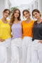 Women's 4-Pack Orange Smoked Lilac Yellow 100% Cotton Short Sleeve T-Shirt - 5