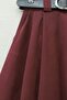 Belt Piece Tivil Skirt with Pleated Pocketed Zippers on the Front - Claret Red - 2