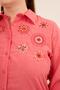 Embroidery and Appliqué Detailed Plus Size Shirt Coral - 3