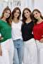Women's 4-Pack Black White Red Green 100% Cotton Short Sleeve T-Shirt - 3
