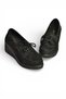 Y602006402 Black Suede Wedge Sole Women's Shoes - 4
