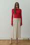 Beige Leda Elastic Waist Midi Skirt - 7