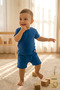 Summer Baby/Child Set - Summer Cotton Suprem Combed Cotton Unisex Baby Kids Blue Top and Bottom Set - 3
