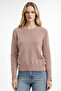6736 Women's Crew Neck Knit Sweater with Drop Sleeves Mink