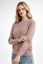 6736 Women's Crew Neck Knit Sweater with Drop Sleeves Mink - 2