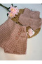 Powder Pink Sparkly Vest Shorts Skirt Baby Set - 3