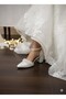 Women's White Pearl Hand-Embellished Bridal Shoes with 5 cm Stone-Embellished New Classic Shoes - 5
