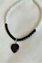 6 m Onyx Glass Pearl Natural Stone Heart Choker Necklace - 2