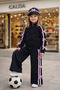 Girl's Ribbon Detailed Tracksuit Set |   Zippered Cardigan & Wide-Leg Bottoms Stylish Sporty Combination for Ages 5-14 - 6