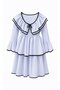 Black Piped Blue Striped Dress