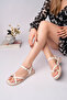 Women's White Buckle Detail Flip Flops Comfortable Sandals