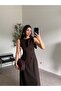 Coffee Shoulder Detail Flared Dress - 3