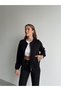 4S Women's Top Zippered Coat and Very Thin Fabric Trousers Suit - 3