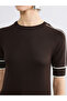 Brown Crew Neck Striped Women's Knitwear Sweater - 3