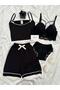Women's Underwear F Bow Detail Shorts Pajama Set