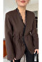 4S Women Women's Collar Inside and Cuff D Lace Detailed Rope Belted Polyvi Viscose Asic Jacket - 2