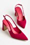 Plus Size Women's Heeled Shoes Fuchsia Satin Flat Heel Side Transparent - 3