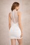 Rochie mini de seară cu guler tip Degaje și dantelă - 3