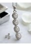Oval Cut 4-Piece Crystal Row Silver Steel Necklace
